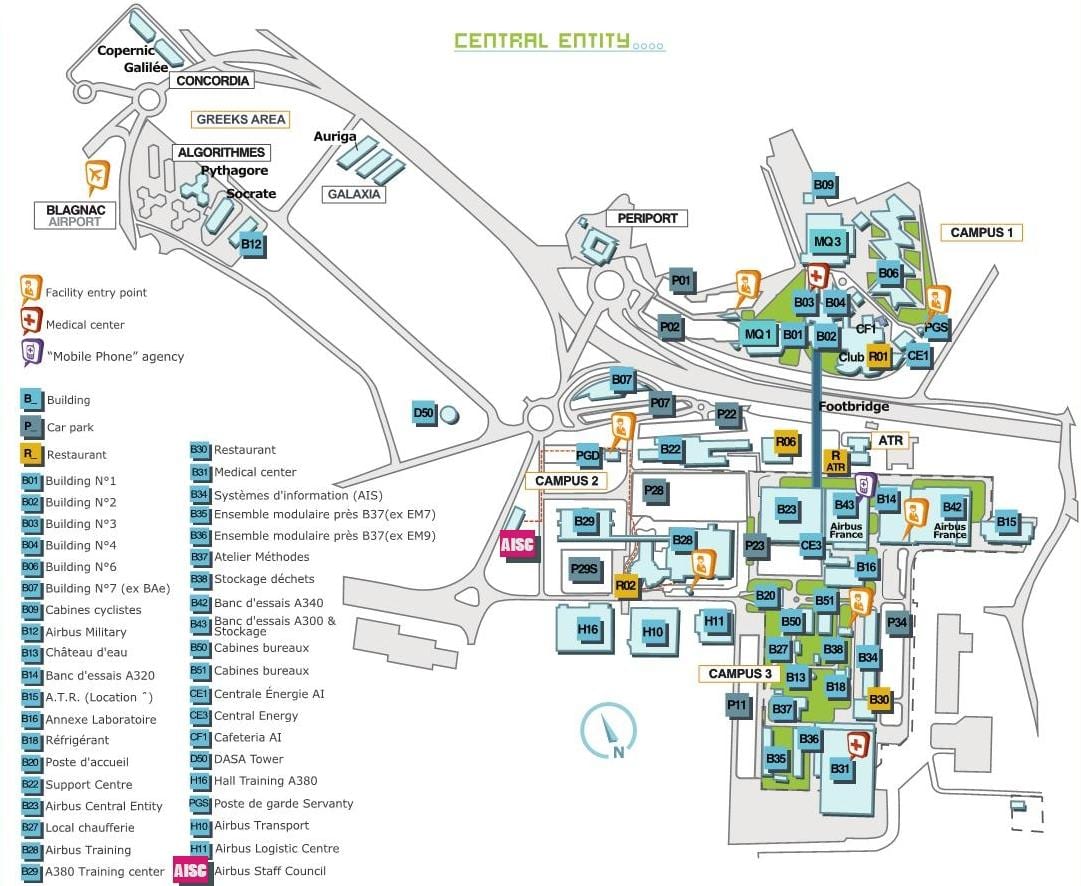 mappa di airbus di Tolosa 