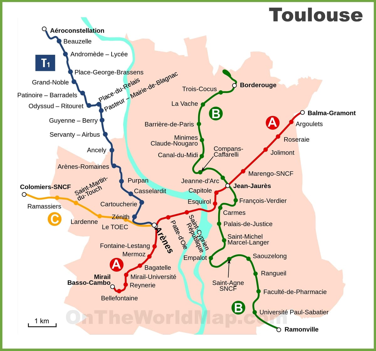 Mappa della metropolitana di tolosa