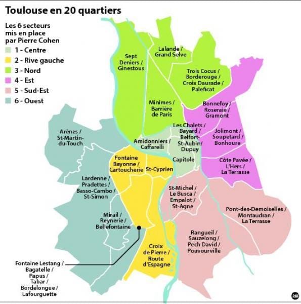 mappa di Tolosa quartiere