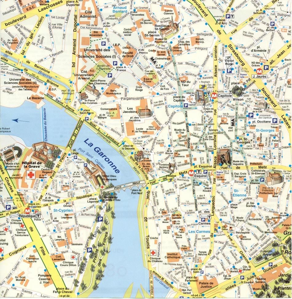 mappa di Tolosa sobborghi
