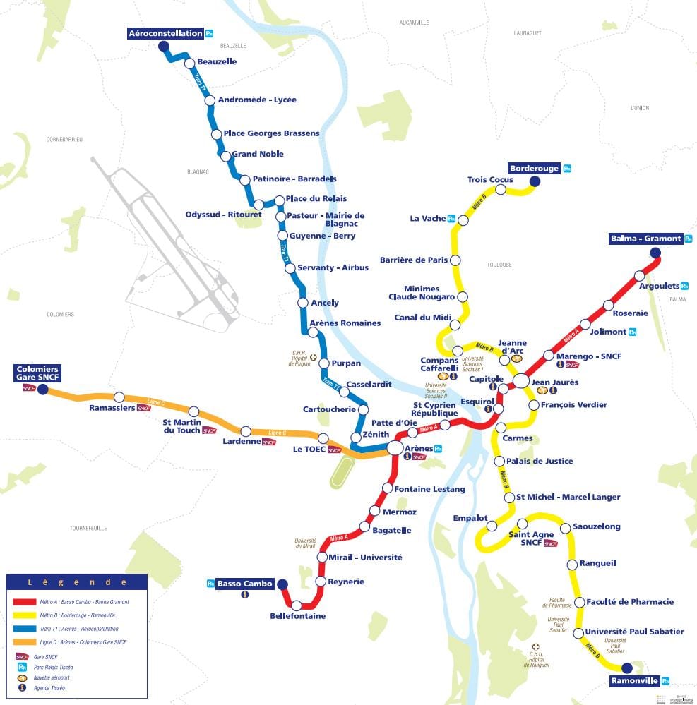 mappa di Tolosa tram