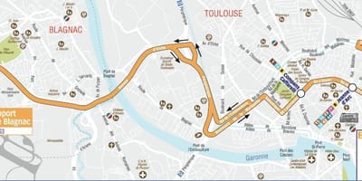 Mappa dell'aeroporto di Tolosa rotta navetta 